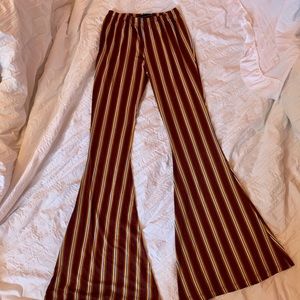 Maroon & Striped High Waisted Soft Flare Pants